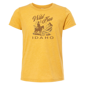 Wild and Free Cowboy Youth Crew T-Shirt Mustard